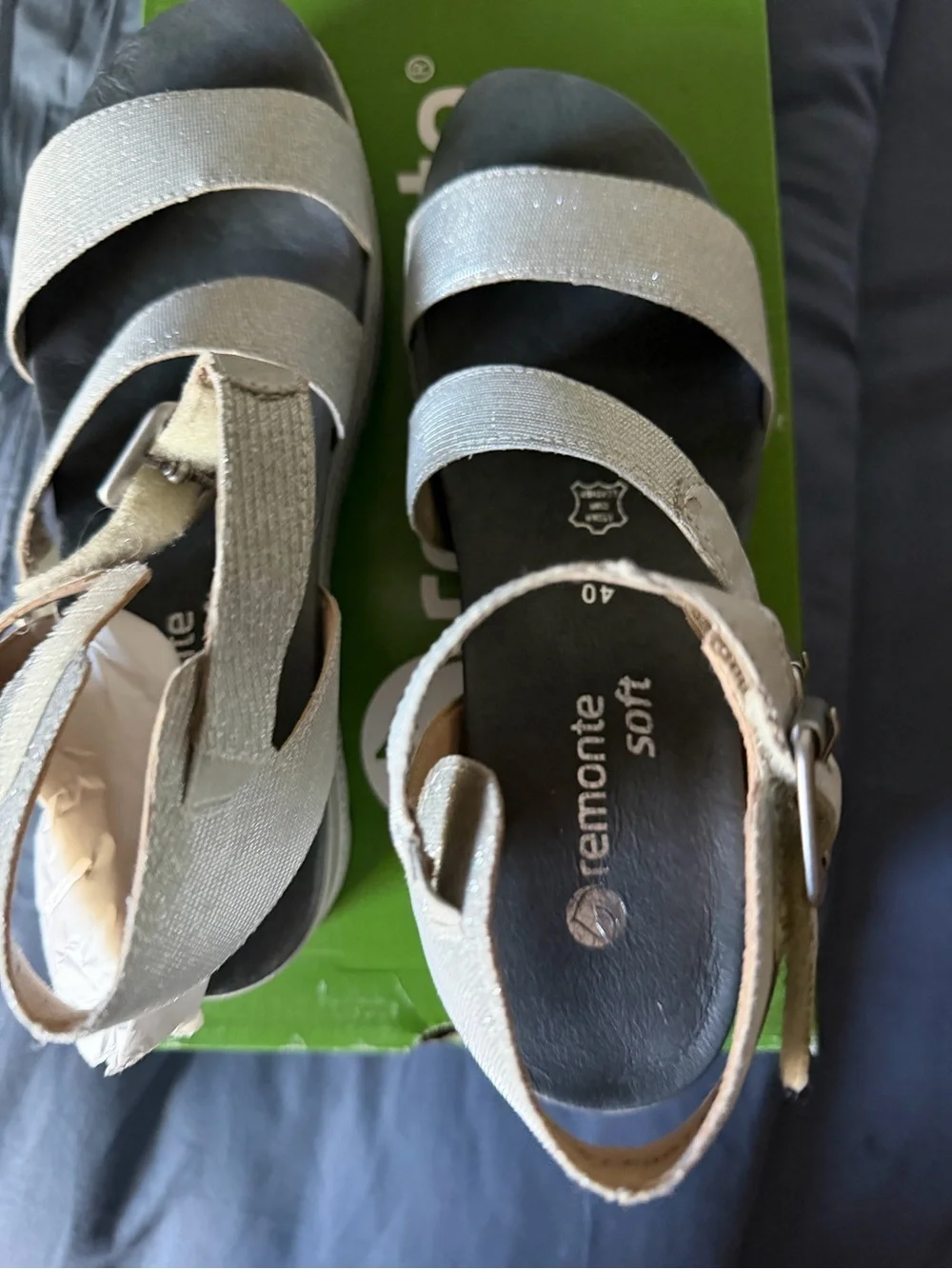 Remonte Silver Metallic Cross-Strap Wedge Sandals